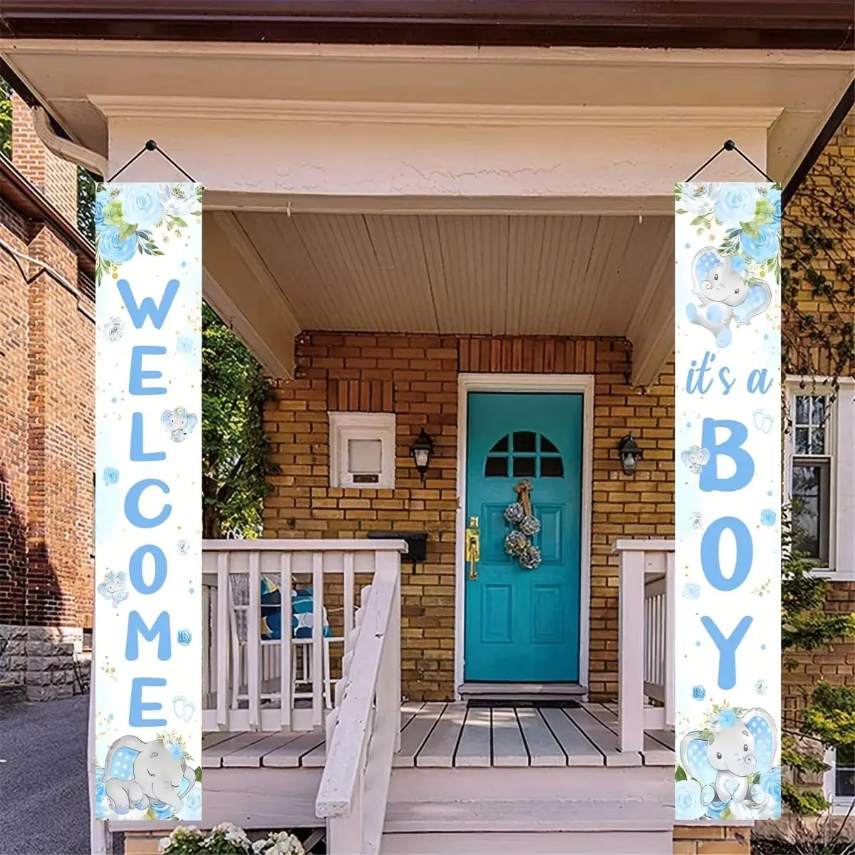 Baby Shower Banner, 2 Counts/set Elephant Themed Welcome Baby Banner, Gender Reveal Hanging Banner for Baby Shower Party, Home Decor, Ornaments, Party Decoration Supplies, Decoration Banners, Party Decorations Banners
