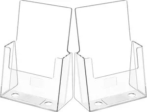 MaxGear Acrylic Brochure Holder 6 x 9 Inches, Clear Plastic Countertop Literature Holders, Bi-fold Flyer Display Stand for Pamphlets, Booklets, Magazines, Menus, Multi Purpose Organizer, 2 Pack