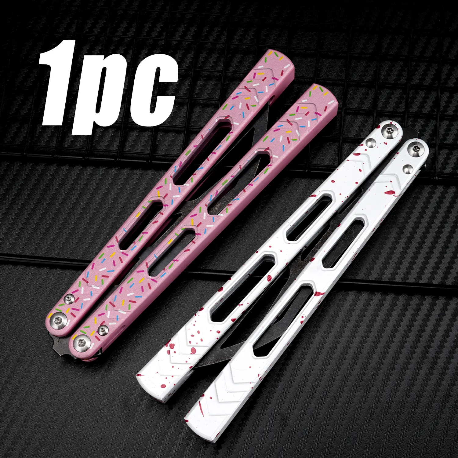 Novice Unisex Foldable Aluminium Butterfly Knife (Ballisong, Butterfly Design, LG12) - Non-Sharp Blade Stress Reliever Fidget Toy for Anxiety, Outdoor Activities