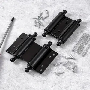 Heavy-Duty Double Acting Spring Hinges - Self-Closing Door Hinges with Automatic Closing Mechanism, Black Stainless Steel Construction, for Commercial Doors, Salons, Cafes, Bars, Offices - Easy Installation with Pre-Drilled Holes - Ideal for Heavy Do