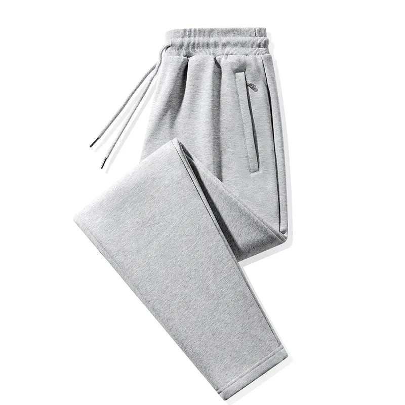 Men's Cotton Blend Athletic Sweatpants - Casual Straight Cut Trousers with Drawstring Waist and Anti-Theft Zippered Pockets, Daily Casual Menswear Bottoms