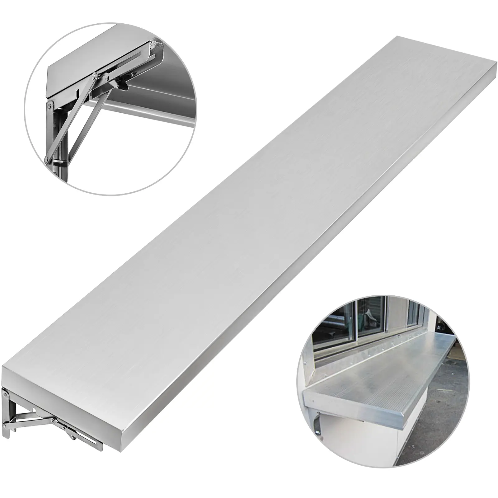 【summerfinds】6 foot Shelf for Concession Window 70.9x11.4x1.8 Inch 201 Stainless Steel
