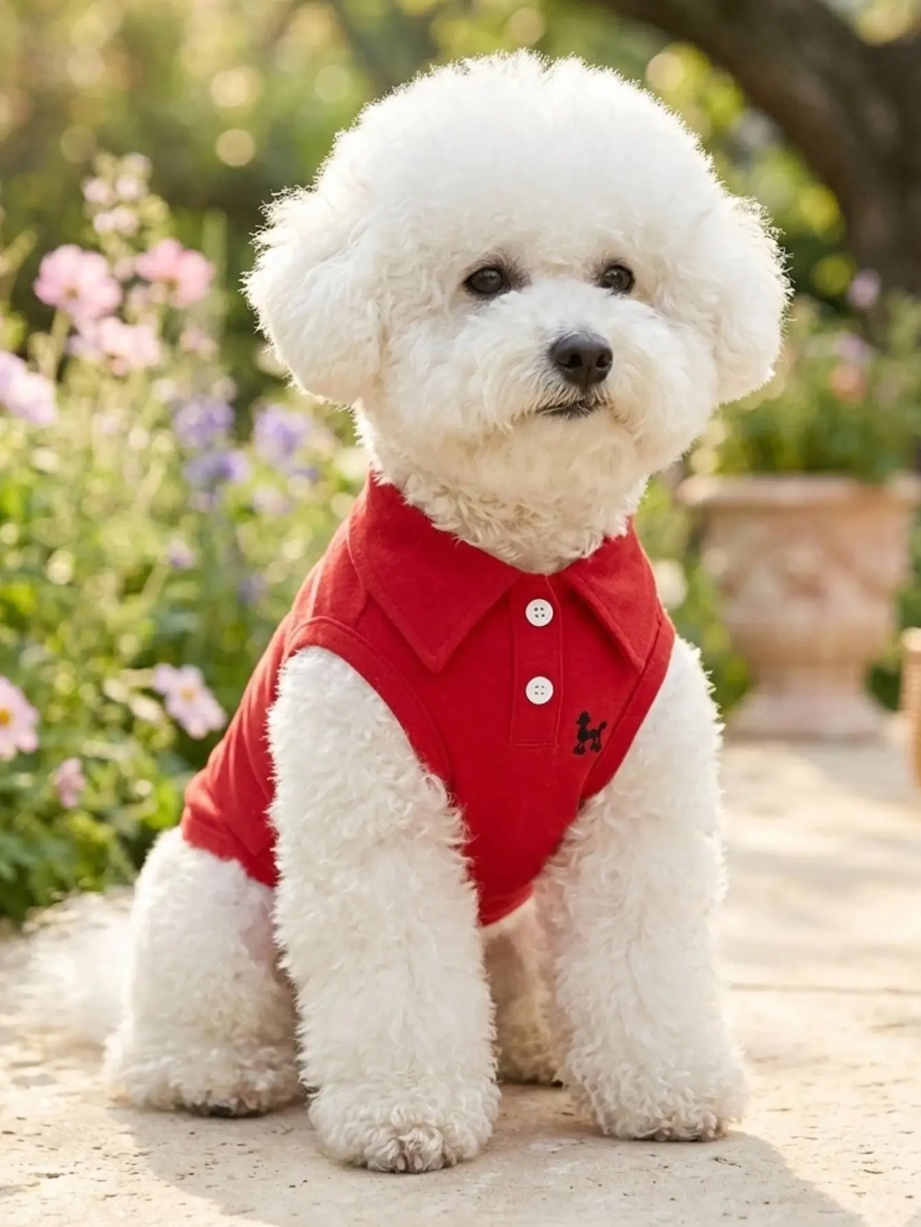 AESS x PETSIN Pet Polo Embroidered Shirt One Piece Solid Color Vest Spring Summer Dog Cat Clothes Breathable Cute Small Dog Outfit