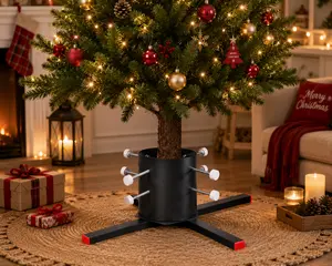 Christmas Tree Stand for Real and Artificial Trees 4-12FT, Heavy Duty Metal Tree Stand with 6 Screws, Removable Legs Fits 1.25"/5.5“/7" Trunk Diameter