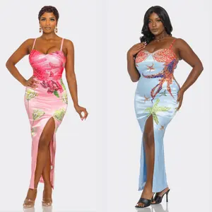 Ocean-Inspired Sequin Maxi Dress with Slit – Glam Evening & Resort Look