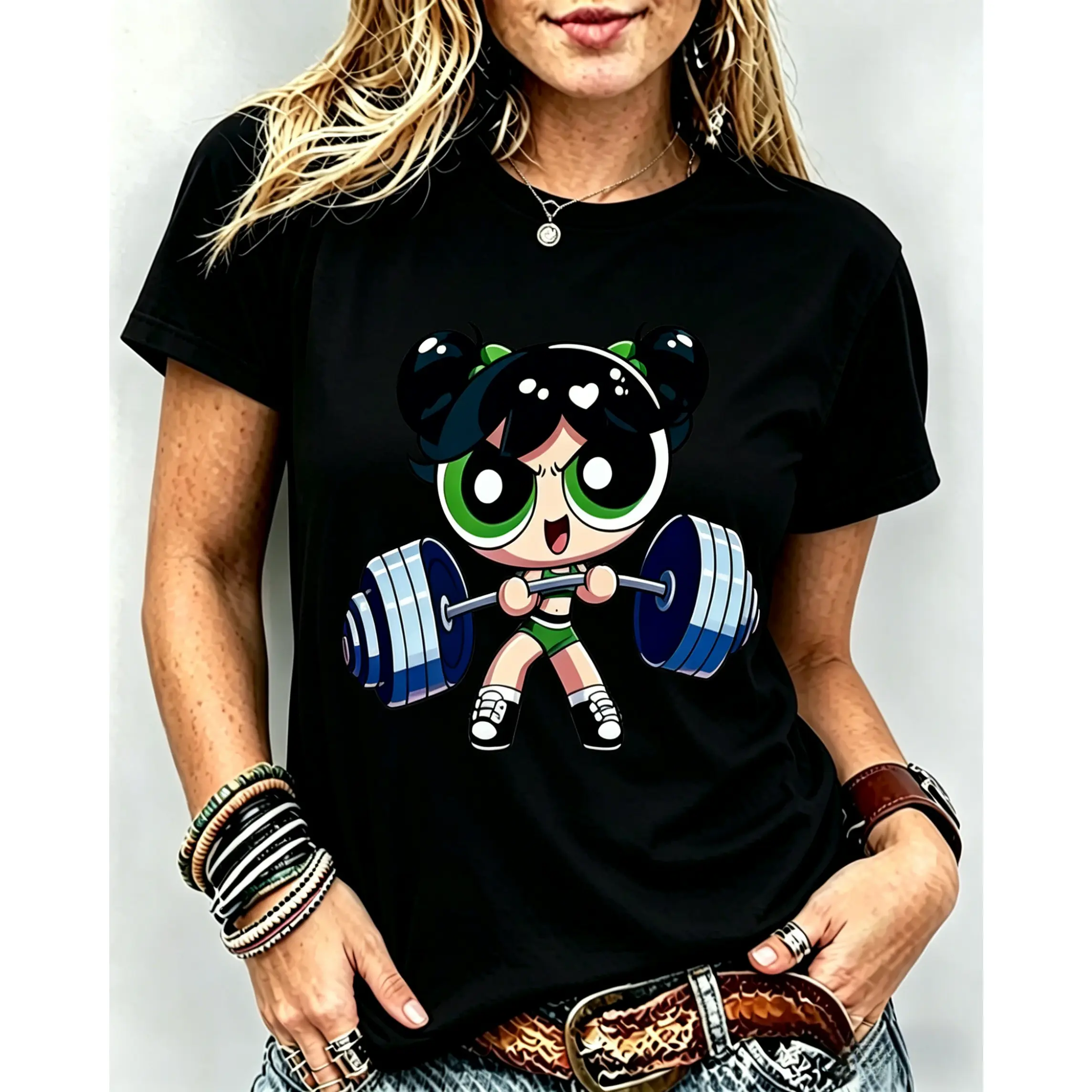 Bubbles # Powerpuff Strong Girls T-Shirt, Y2K # Powerpuf Fitness, Workout Shirt, Trending 2025, Weightlifters, Bodybuilding Shirt, Pump Cover Gym Tee for Men Women, Youth & Adult
