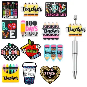 5pcs New Silicone Focal Beads Teacher's Day Theme Suitable for Teacher's Day Necklaces Bracelets Beaded Pens Etc Handmade Jewelry Projects Teacher Life