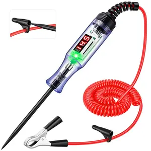 5-120V Digital Automotive Test Light with LED  Display, Automotive Circuit Tester with Voltmeter & Stainless Probe,  Light Tester with  Clip for  Fuse Circuit Testing