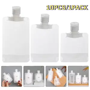 10Pcs Travel Bottles Empty Squeeze Bag 30ml/50ml/100ml Refillable Lotion Dispenser Bag Shampoo Toiletries Liquid Cosmetic Container Clear Plastic Containers Leak Proof Containers Storage Pouch Travel Containers