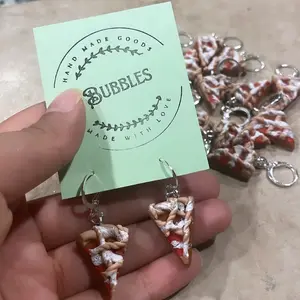 Apple pie Hoops/ Polymer clay earrings/ Fall dessert inspired/ Everyday use