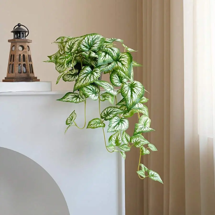 Multicolor Artificial Hanging Vine Plants - 1-3pcs Iron-Polypropylene Fake Leaves (15.7/27.5in Lengths, No Pot) for Home & Office Wall Decor