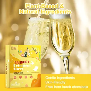 YUCO Laundry Detergent Sheets Berry and Champagne Scent Total 160 Loads, Laundry Soap Washer Sheet, Liquidless Laundry Detergent Sheets for Travel No Plastic, Hypoallergenic, Pack of 2