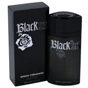 Paco Rabanne BLACK XS Men's Eau de Toilette - 3.4 fl oz Spray-On Packaged Boxed Fragrance, Minty Opening, Juniper Berry Notes, Evening Wear, New in Box, Bottle-Shaped Scent, Bottle-Shaped Men's Fragrance, Boxed Men's Fragrance
