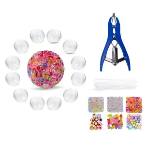 Angerbaby DIY Handmade Beading Kit - 12 PCS Transparent TPR Stress Balls Expander Tool Zip Ties Colorful Fillings for Kids & Adults Safe Durable Sensory Fun
