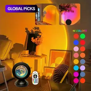 Rgb16 Color Remote Control Sunset Atmosphere Lamp, Single Color Sunset Projection LED Light, Romantic Decor for Bedroom & Living Room，Christmas gifts #GLOBAL PICKS