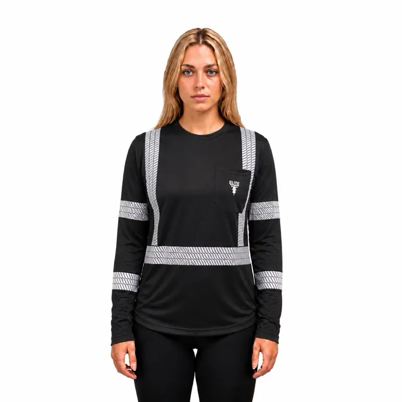 UNISEX LONG SLEEVE HIGH VISIBILITY SHIRT - BLACK  -FACE MASK NOT INCLUDED-