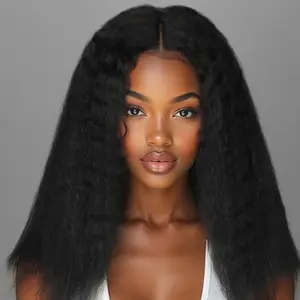 [New In] Cliclihair 4C Kinky Edges Lace Front Bob Wig Kinky Straight Human Hair Wig Glueless Deep Side Parted Lace Bob Wig with Natural Hairline For Women Cosplay