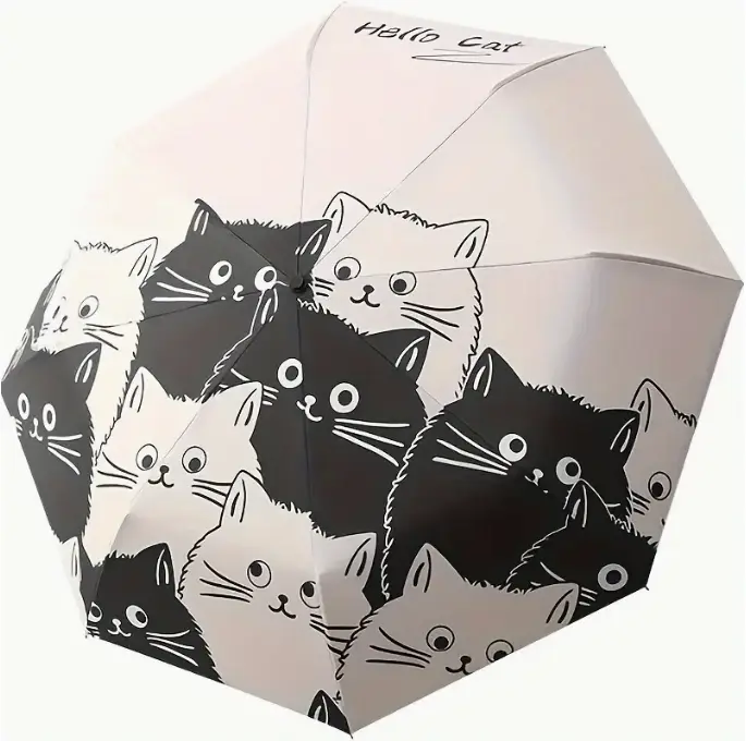 8 Bone Automatic Large Umbrella for Rain and Sun - Waterproof Fabric, Iron Handle and Skeleton, Simple Design, Compact and Windproof - Perfect for Outdoor Activities