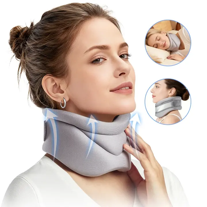 COFCARE&BABAKA Ice Silk Memory Foam  Breathable Neck Brace for Pain Relief - 2-in-1 High Elasticity Cooling Cervical Collar & Neck Stretcher, Comfortable Support for Sleeping, Office, Summer
