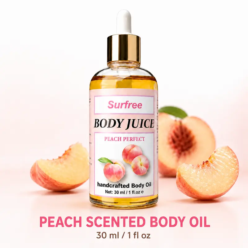 Peach Scented Perfumed Hydrating Body Oil - 30 ml Oil with Dropper, Lightweight Moisturizing Formula for Daily Moisture Boost
