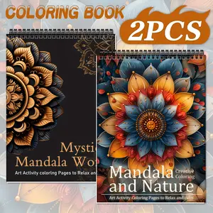 High-Quality Mandala Coloring Book Set - 2 Pack, Easy & Relaxing Stress Relief for Adults, Exquisite Designs, Thick Pages, Paperback, Perfect for Creativity and Fun, Ideal for Parties & Holidays