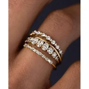 4pcs/Set Stackable Rings Set Minimalist Thumb Everyday Ring Statement Promise Wedding Bands Engagement Rings For Women Teen Girls Jewelry Gifts