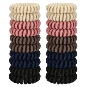 Spiral Hair Ties, 20 Pcs Traceless Phone Cord Hair Ties No Crease Spiral Bracelet Plastic Coil Ponytail Holders No-Damage Headband Hair Accessory  Girls Women Ladies Gift (Fabric Covered)