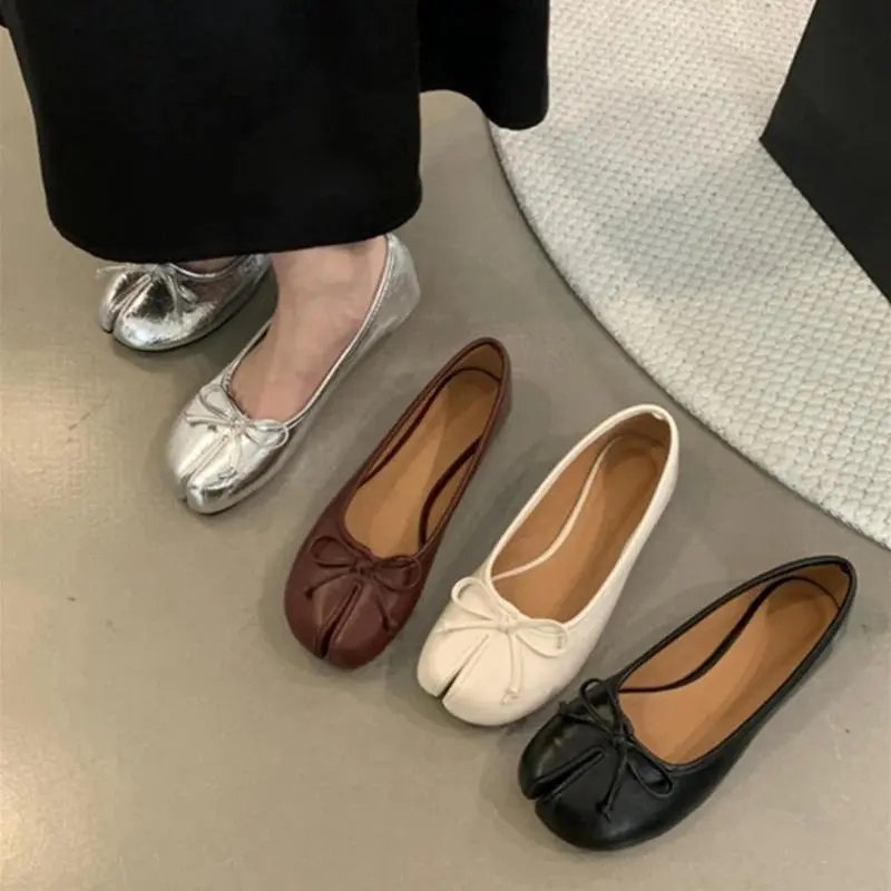 Women Soft Ballet Flats Slip On Loafers Moccasins Tabi Ninja Casual Shoes with Bow Knot Girl Footwear office wear effortless smart essential street style busy day business everyday commuter easy Lightweight Casual Style