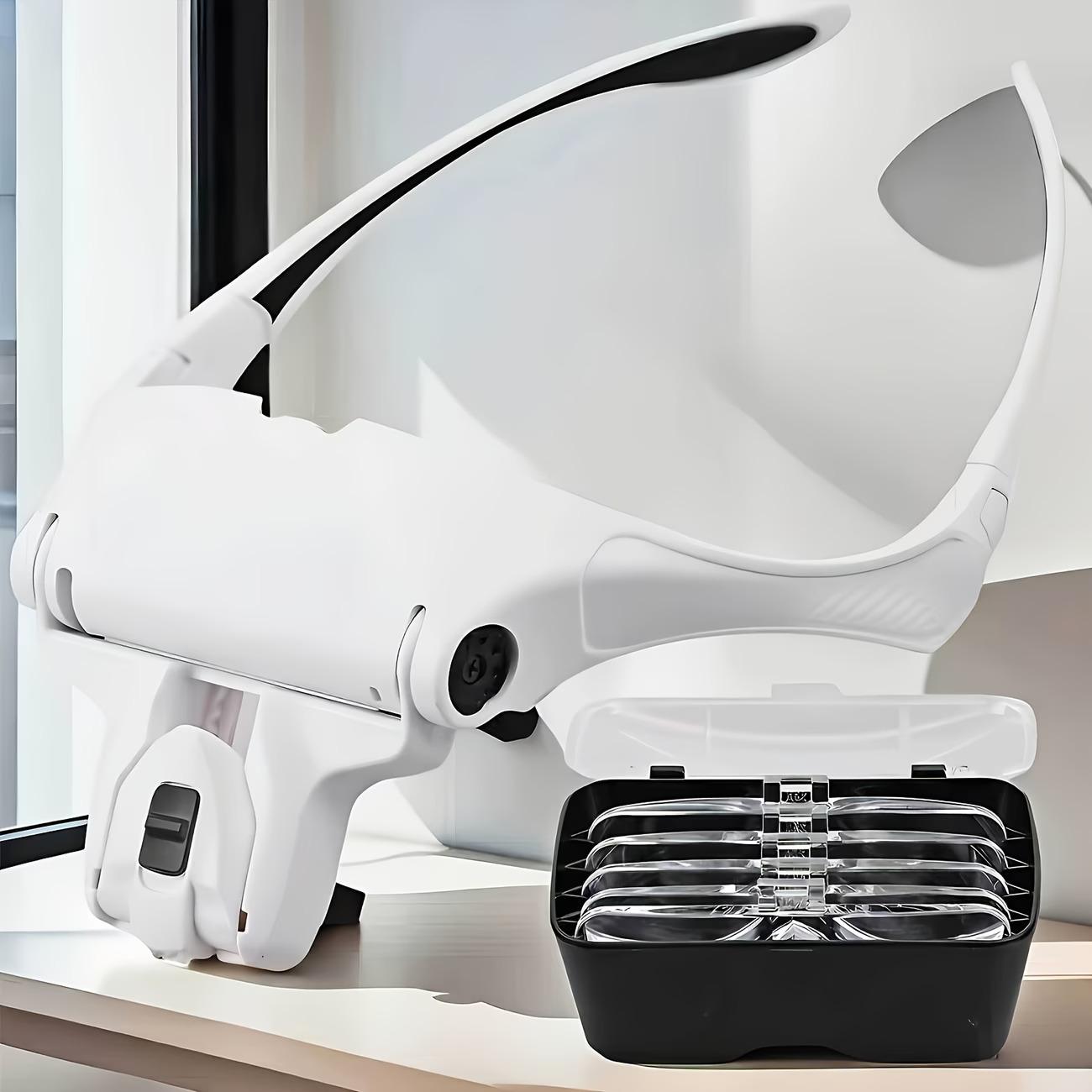 Head Mounted Magnifier with LED Illumination, Adjustable Headband, 5 Interchangeable Lenses 1.0X/1.5X/2.0X/2.5X/3.5X, for Reading, Maintenance, Jewelry Processing, Electronics Maintenance