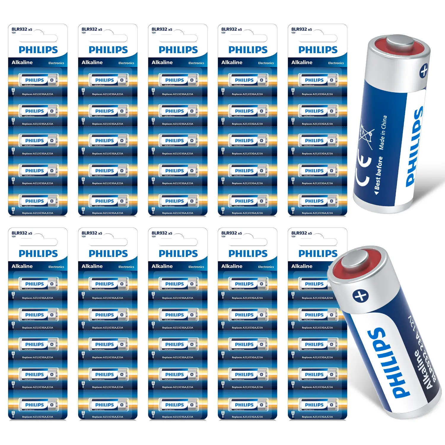 Philips 12V 23A Alkaline Batteries, 12 Volt, Long-Lasting Power, for Key Fobs, Remotes, Radios & Home Electronics