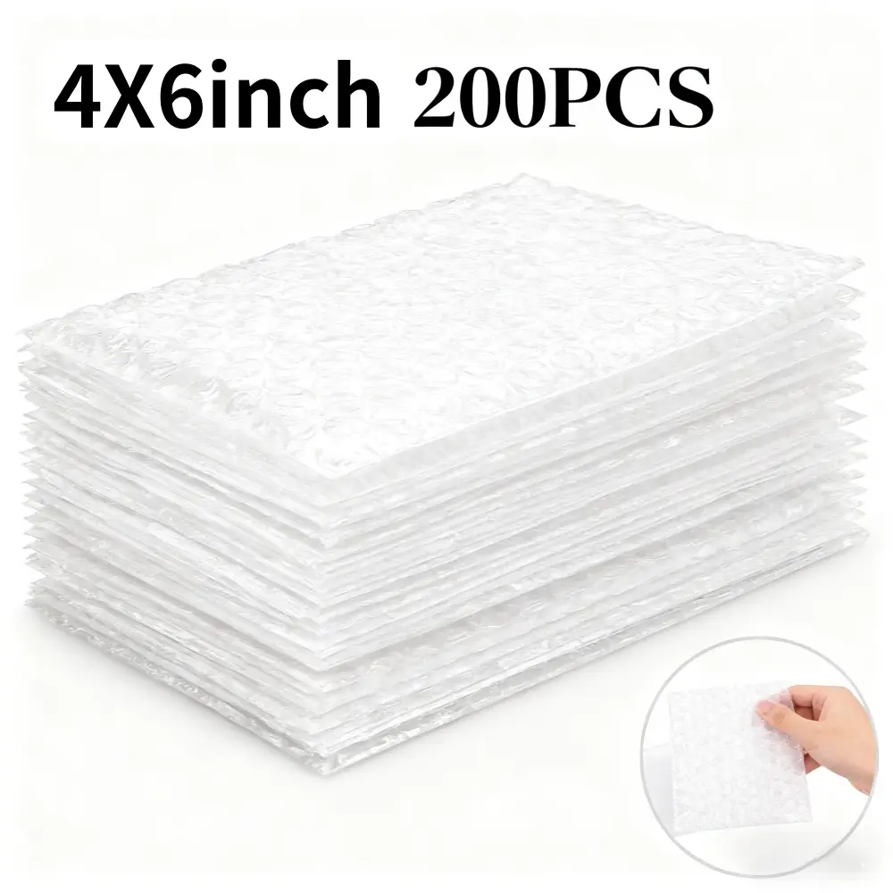 200Pack 4"x 6" Clear Bubble Pouches Bags Thickening Shockproof Foam Bags Protective Wrap Cushioning Pouches Jewelry Storage Pouch for Cushioning, Packing, Shipping, Moving and Storage