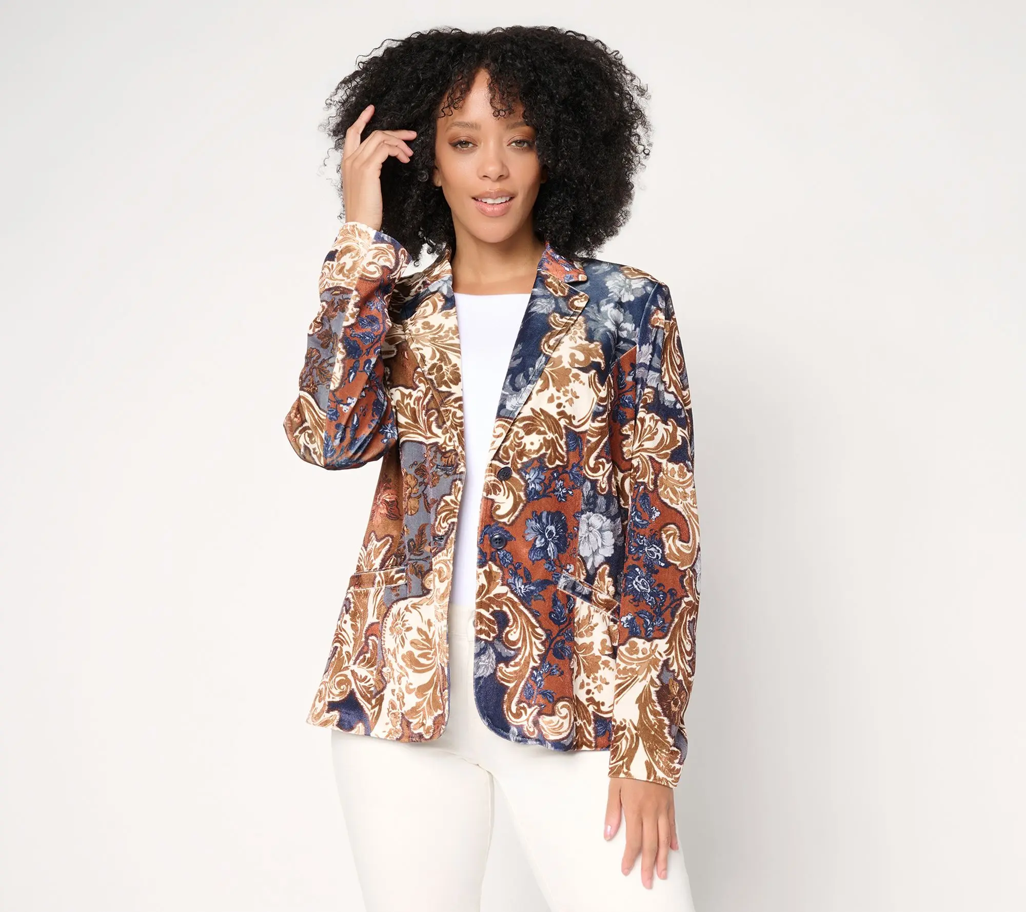 BEAUTIFUL by Lawrence Zarian Printed Velveteen Blazer