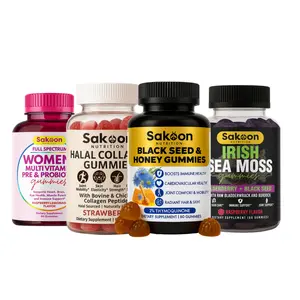 Sakoon Nutrition Women's Glow Bundle - Irish Sea Moss Elderberry Black Seed Oil Gummies Halal Collagen Gummies Multivitamin Pre Probiotics Healthcare Fitness Supplement Dietary
