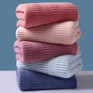 1Pcs lucky grid towel/bath towel/square towel, soft coral fleece towel, absorbent and quick-drying, suitable for home shower, travel vacation, hotel, beach, swimming, fitness, Absorbent Thickened Towels