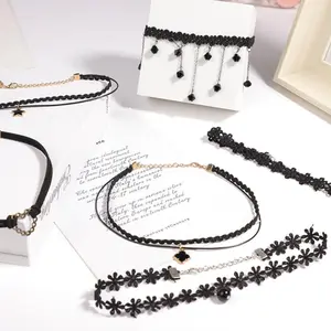 20 Pcs Gothic Choker Set for Women - Black Velvet and Lace Choker Necklaces, Elegant Choker Chain Collection