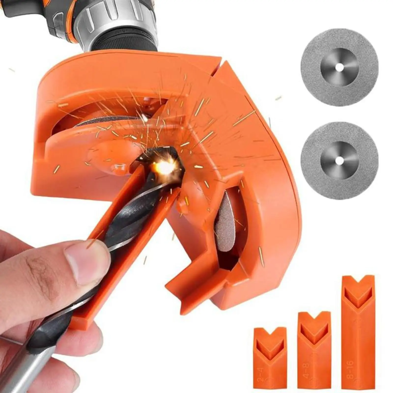 Drill Bit Sharpener Set with 2 Grinding Wheels, Portable Multifunctional Drill Bit Sharpener, Suitable for Grinder Attachments, Electric Drill Bit Sharpener for Most Drill Bits