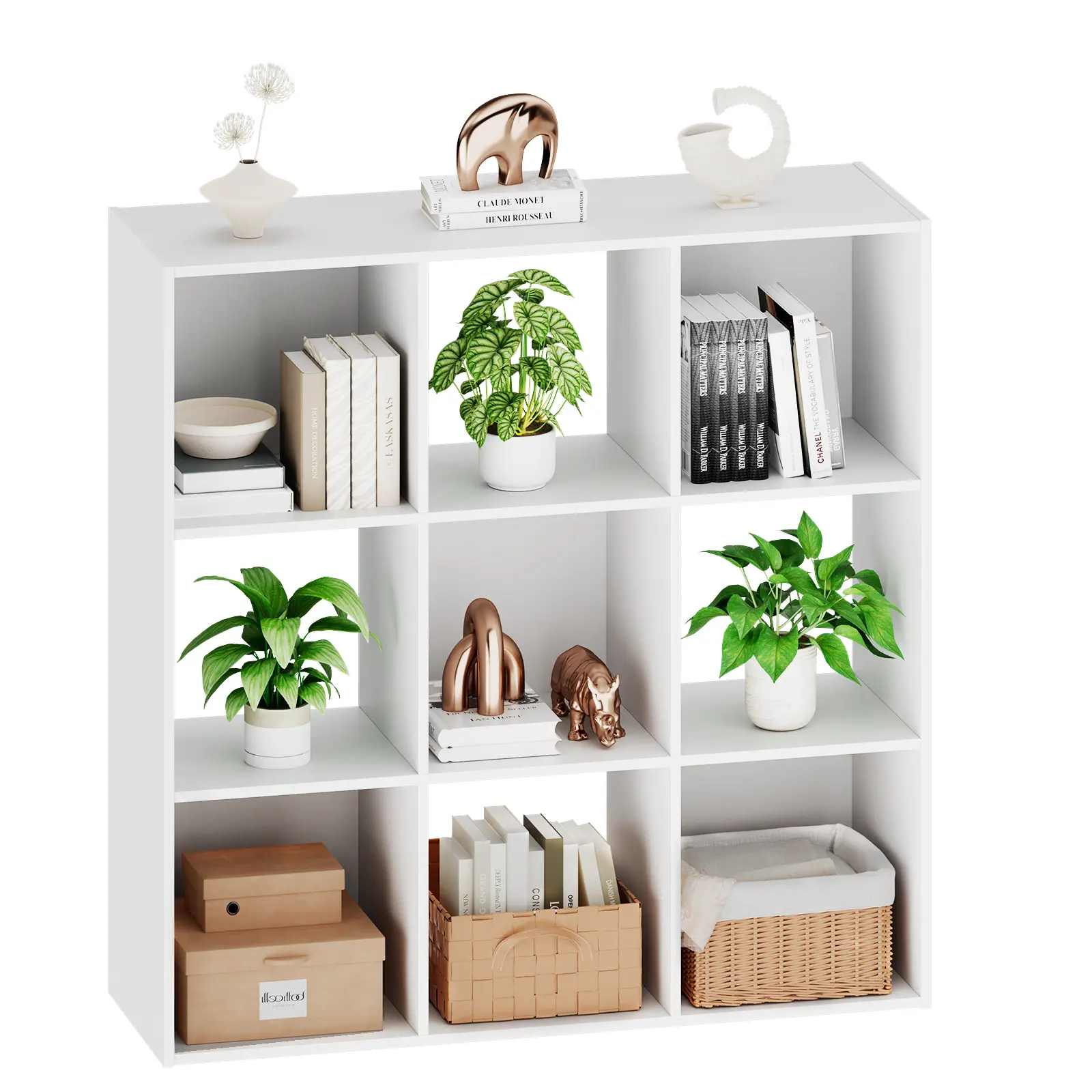 6-Cube Wood Vinyl MDF Storage Shelf Organizer - 60LB/Cube Capacity, Removable Back Panels, Stackable Design for Living Room, Bedroom Decor, Cube Shelf Living Room Furniture