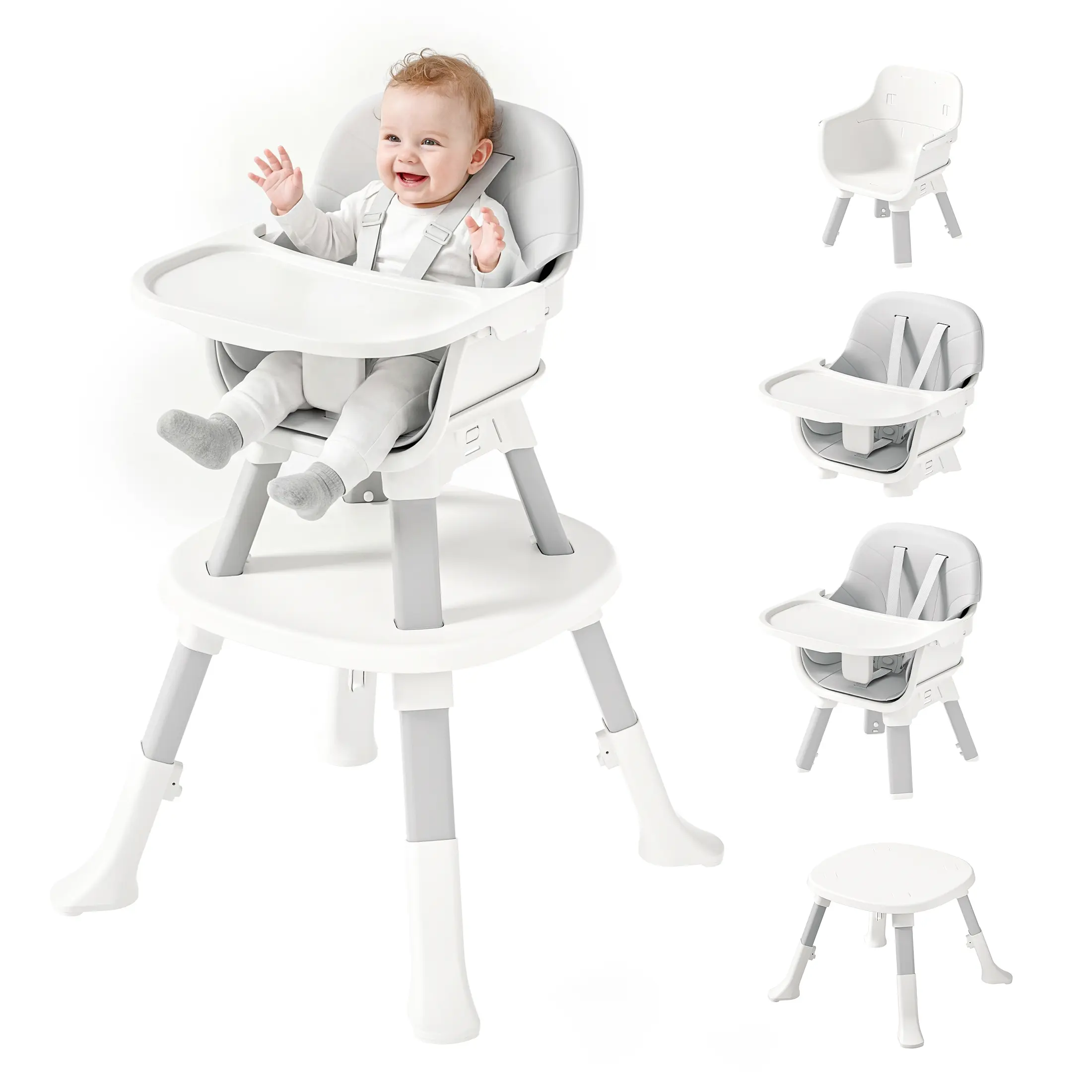 BabyBond 6-in-1 Convertible Baby High Chair - 2 Levels, ASTM/CPSIA Compliant, Food-Grade PP Tray, Waterproof Seat, Converts to Stool, Toddler Chair, Activity Table, Dining Booster Seat, #Summervibes, #tiktokshopbacktoschool