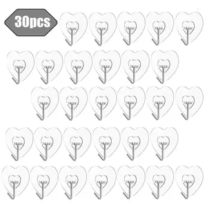 Heart Shaped Wall Hook, 30pcs/set Clear Self Adhesive Hook, Multifunctional Hook for Kitchen Bathroom Home, Home Organizer, Space Saving Organizer