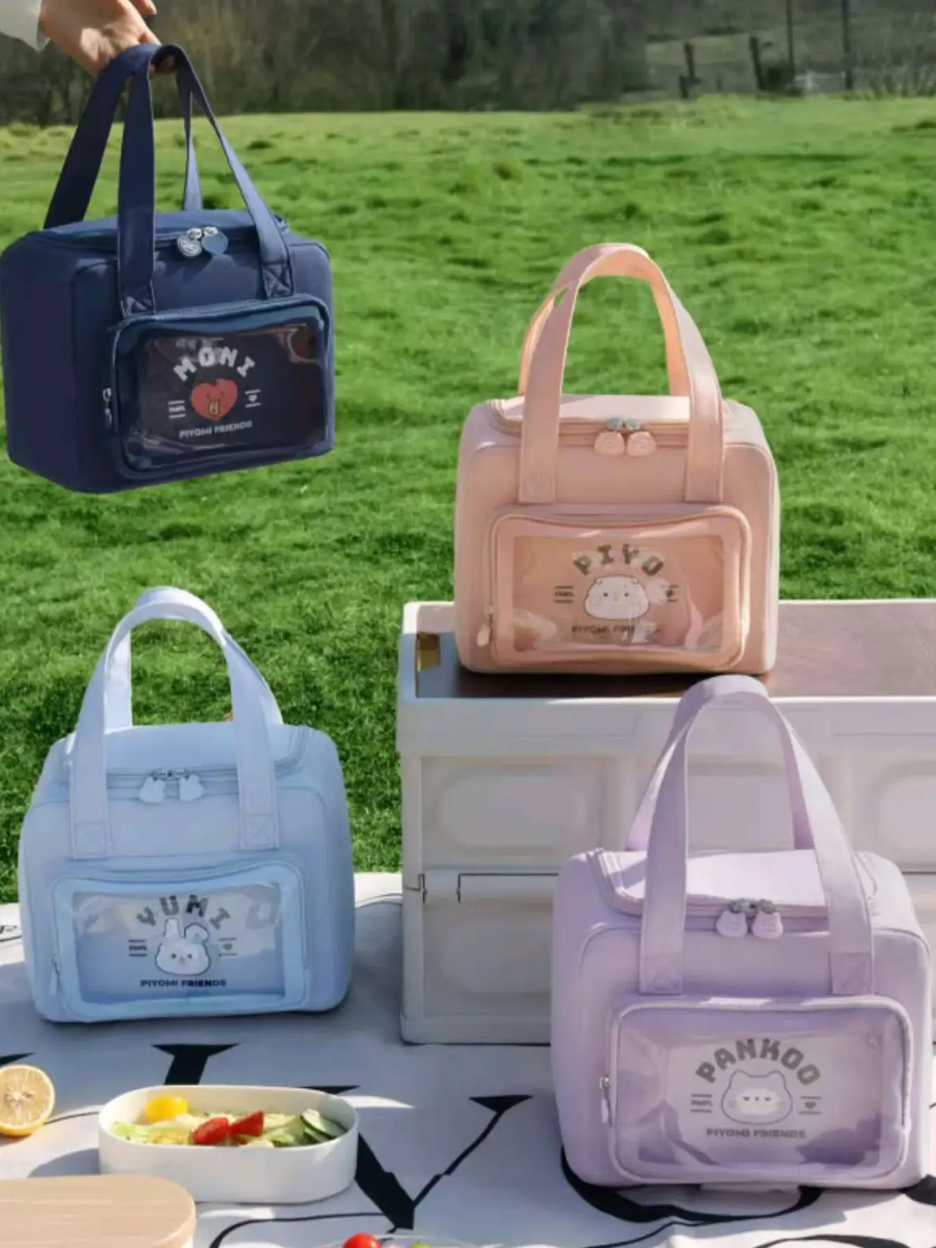 Cartoon Animal Pattern Lunch Box Bag, LargeCapacity Insulated Lunch Bag, MultifunctionalLunch Bag for Camping & Picnic, Durable Lunch Bag, Lunch Cooler Bag, Tote Lunch Bag