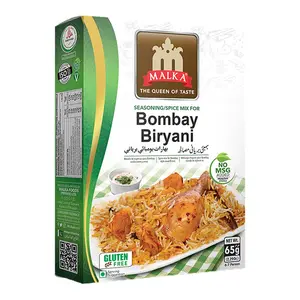 Malka Bombay Biryani Recipe Mix 65g (2.27 oz) Pack of 1 | Authentic Gourmet Spice Powder for Bombay Style Meat & Rice | No MSG Added, Vegan, Non-GMO, Gluten Free & Halal | Traditional Indian Flavor