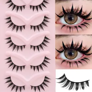5 Pairs Ultra Large Devil Eyelashes, Eyelash Extensions, C Curl, Doll Style, 10-12mm Length, 0.10mm Thickness, Non-Flammable, No Ca Prop 65 Warning
