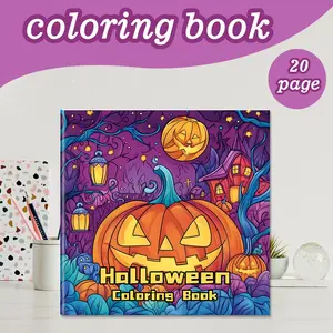 Adult Coloring Book Halloween Theme, Stress Relief, High-Quality Thick Paper, 20 Pages, Perfect Gift for Ages 14+