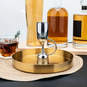 1Oz/2Oz Premium Mirror-End Double-Sided Measuring Cup with Graduated Handle, a Rotating And Playful Liquor Measuring Tool, Made of 304 Stainless Steel, Essential for Professional Bartenders And Home Bars, Suitable for Home Use, Bars, Restaurants