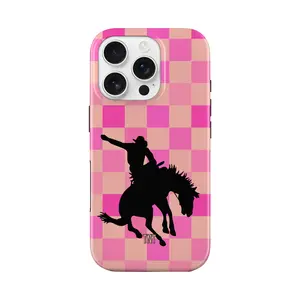 Pink Checkered Bronc Western Rodeo Tough MagSafe Phone Case