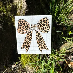 Cheetah Print Bow Decal, Leopard Print Bow Decal, Girly Decal