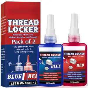 Thread Locker Blue and Red, Medium and  Strength Thread Lock, Threadlocker for Nuts, , Fasteners and Metals, Anaerobic Curing Screw Glue to  Loosening and  (Blue and Red)