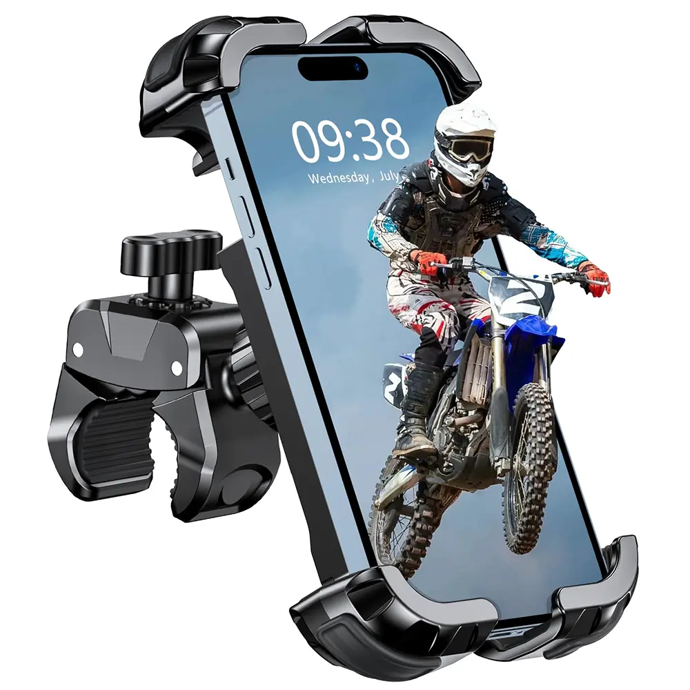 Motorcycle Phone Mount, Upgrade Bike Phone Mount [Secure Protection], 360° Rotatable Phone Holder, Compatible with iPhone/Samsung 4.7-6.7" Installation Game Silicone Cellphone Smartphone