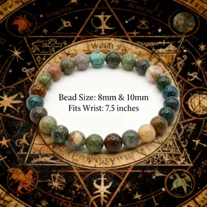 Indian Moss Agate Healing Crystal Bracelet – Abundance, Balance & Emotional Healing-8mm