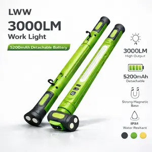 LWW 3000LM Magnetic Underhood Work Light 5200mAh Detachable Battery Rechargeable LED Bar with Dual Magnets Hook Waterproof Mechanic Light for Garage Emergency